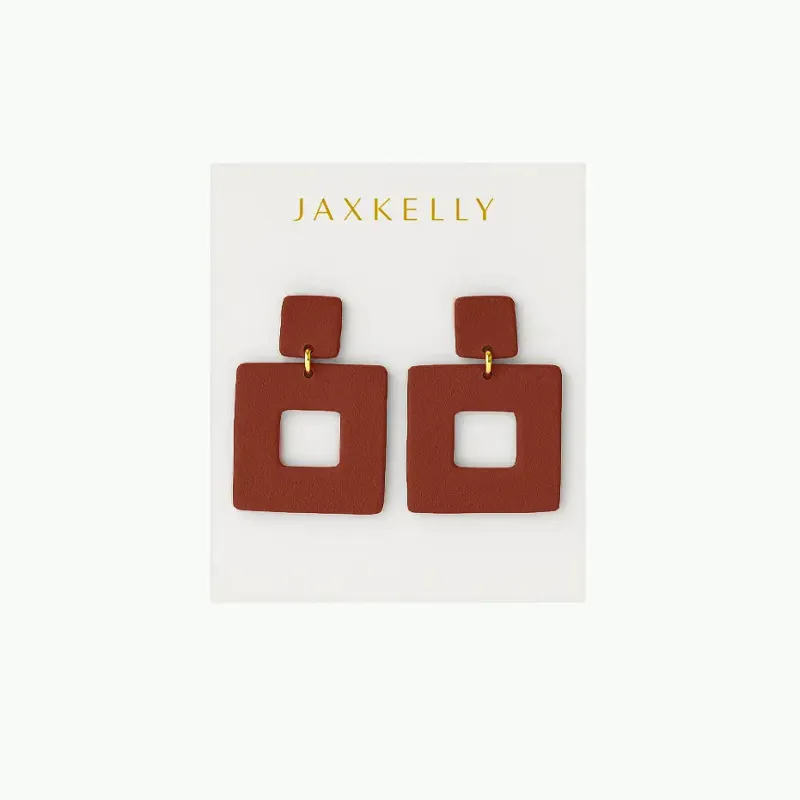 Square Clay Earring- Terracotta sold by JaxKelly