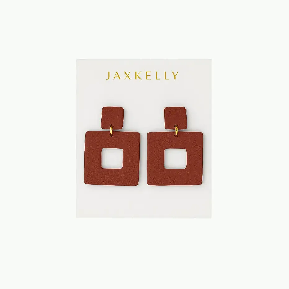 Square Clay Earring- Terracotta sold by JaxKelly