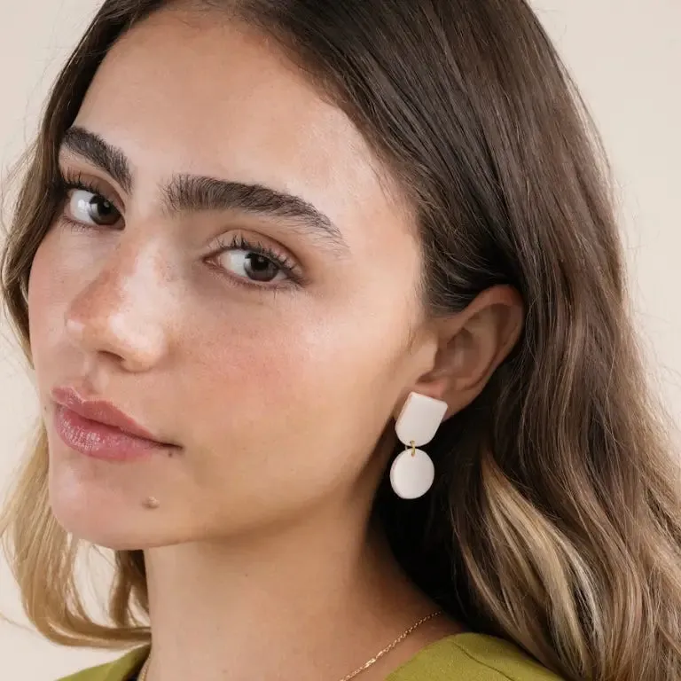 Circle Dome Clay Earrings - Oat Milk sold by JaxKelly