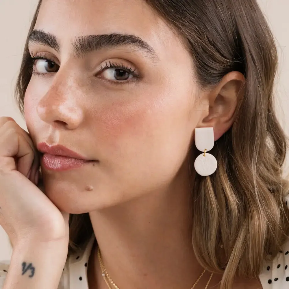 Circle Dome Clay Earrings - Oat Milk sold by JaxKelly product image thumbnail 3