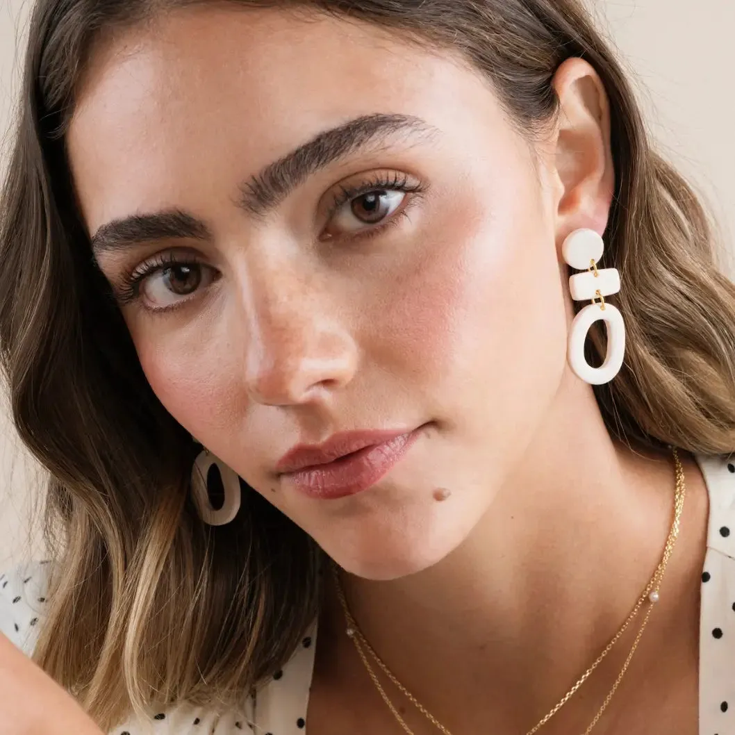 Organic Three Tier Clay Earring - Oat Milk sold by JaxKelly product image thumbnail 2