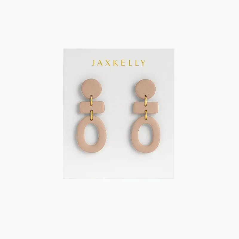 Organic Three Tier Clay Earring - Almond Rose sold by JaxKelly