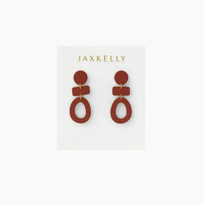 Organic Three Tier Clay Earring - Terracotta sold by JaxKelly
