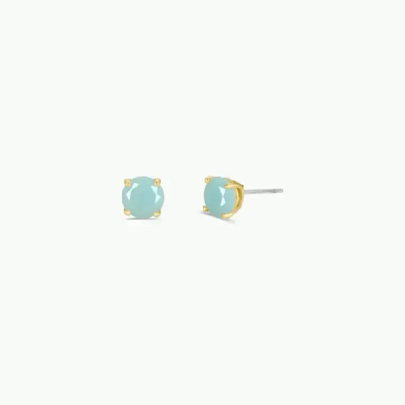 Round - Amazonite Gemstone - Gold Earrings sold by JaxKelly