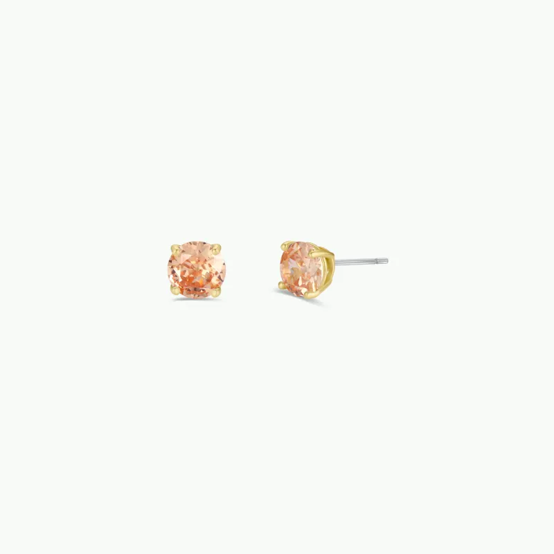 Round CZ- Champagne - Gold Earrings sold by JaxKelly