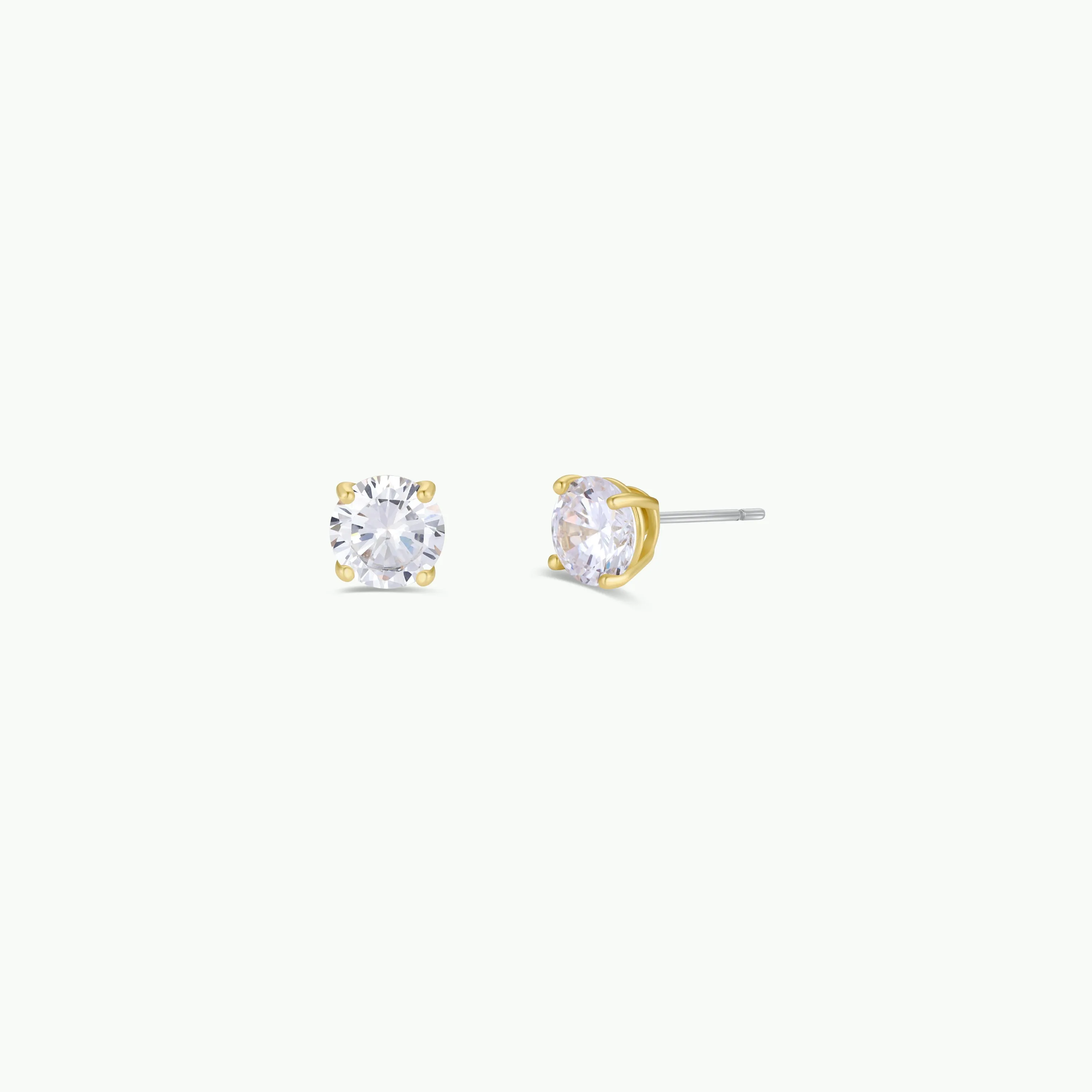 Round CZ - Clear - Gold Earrings sold by JaxKelly