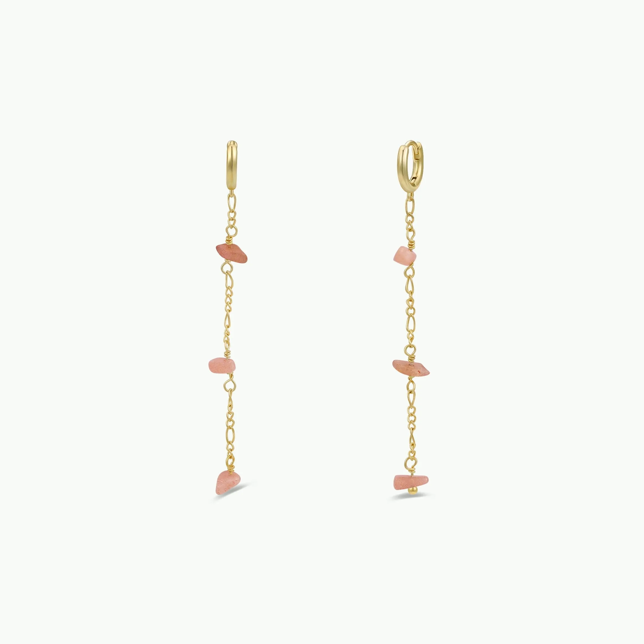 Raw Gemstone Chain Drop Earring - Peach Moonstone sold by JaxKelly