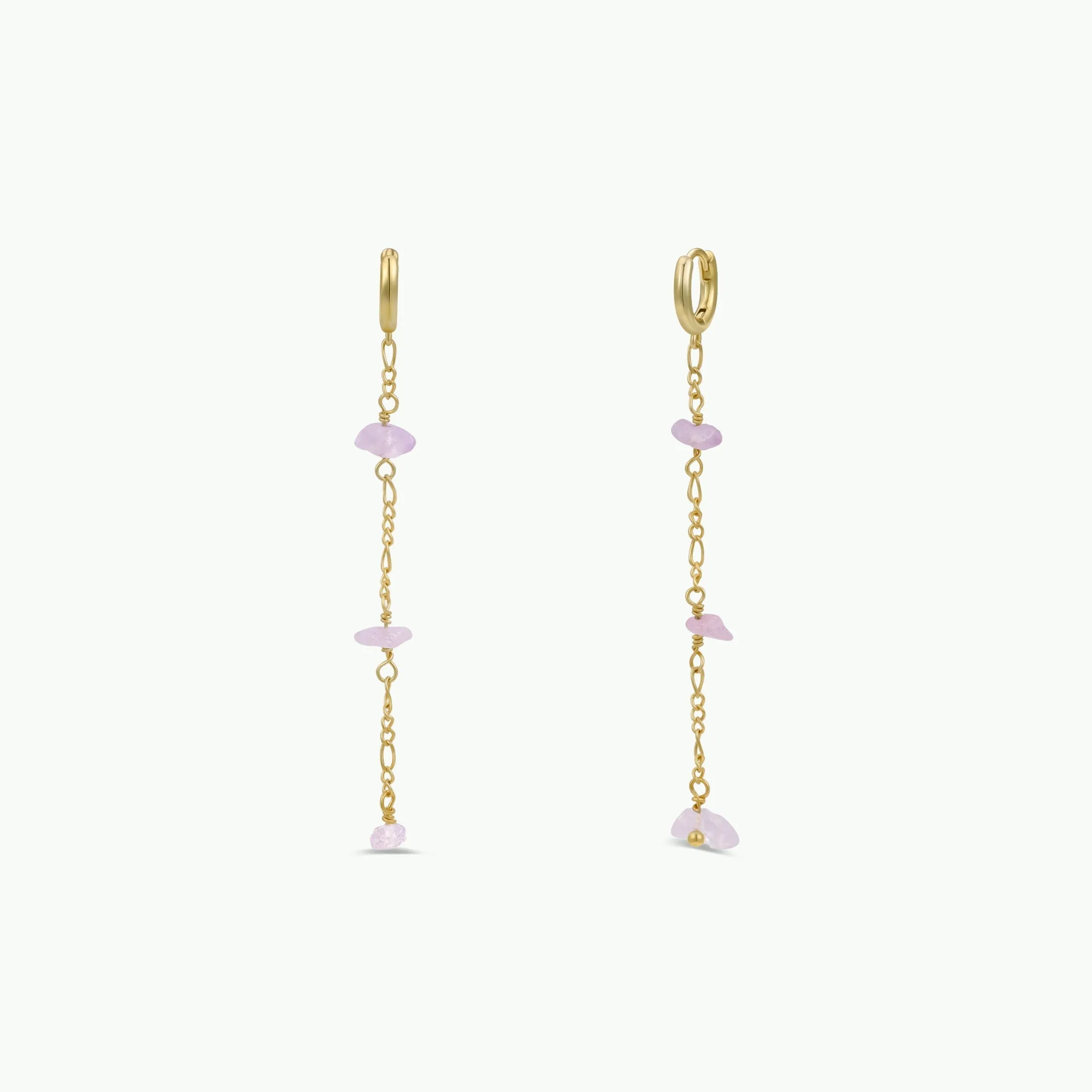 Raw Gemstone Chain Drop Earring - Rose Quartz sold by JaxKelly