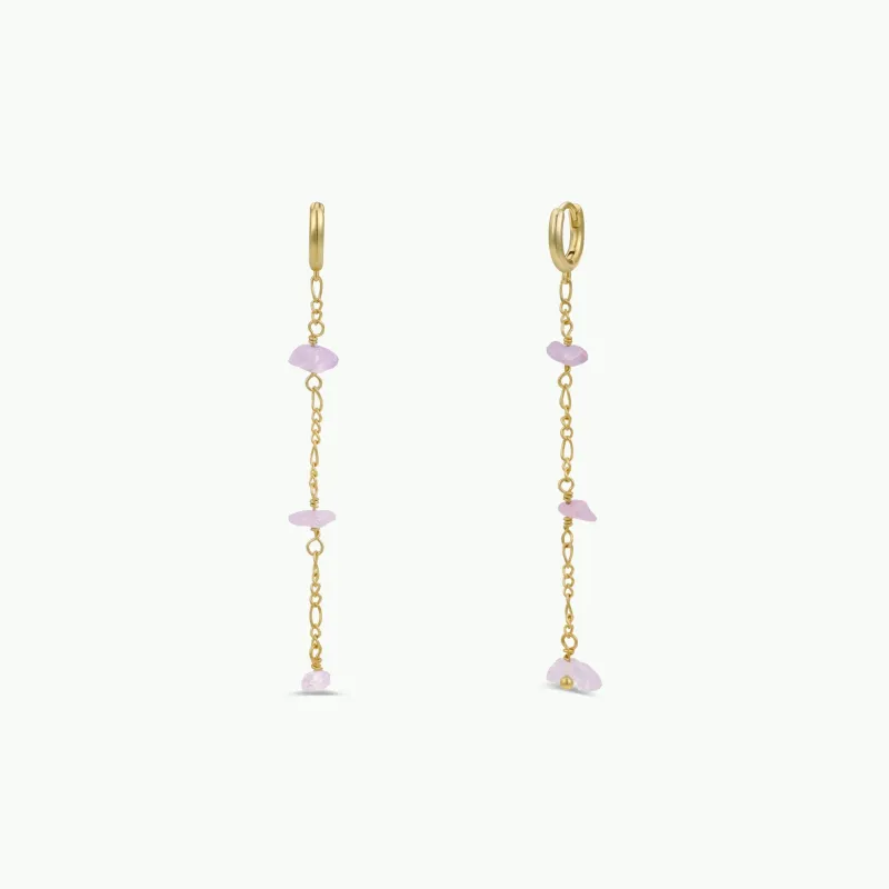 Raw Gemstone Chain Drop Earring - Lilac Quartz made by JaxKelly