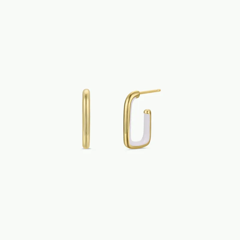 White Color Dipped Large Rectangle Hoop Earring made by JaxKelly