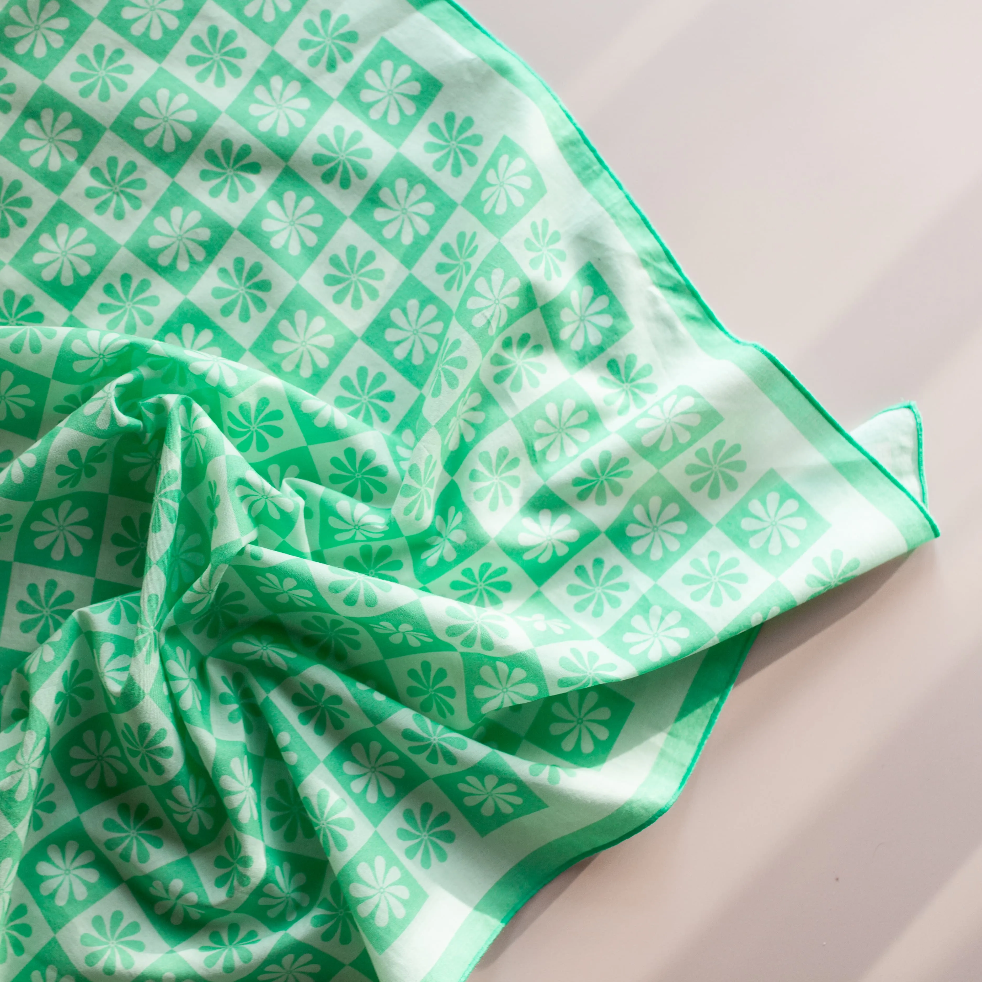 Daisy Check Bandana in Green sold by Cai & Jo product image thumbnail 2