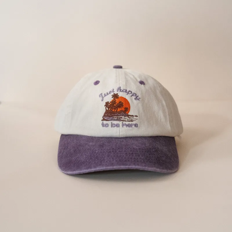 Just happy to be here embroidered cap sold by Cai & Jo