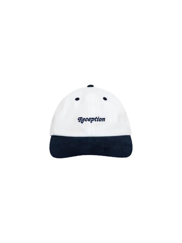 Reception - Cap - Classic Logo - 6 Panel Cap - White & Dark Navy sold by Reception