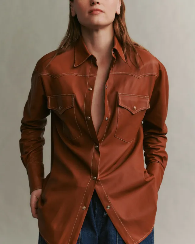 Rebel Shirt in Paperweight Leather sold by TWP CLOTHING