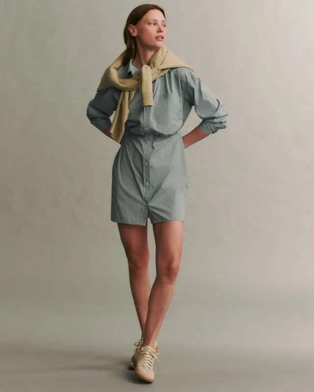 Devon Dress in Superfine mini stripe sold by TWP CLOTHING