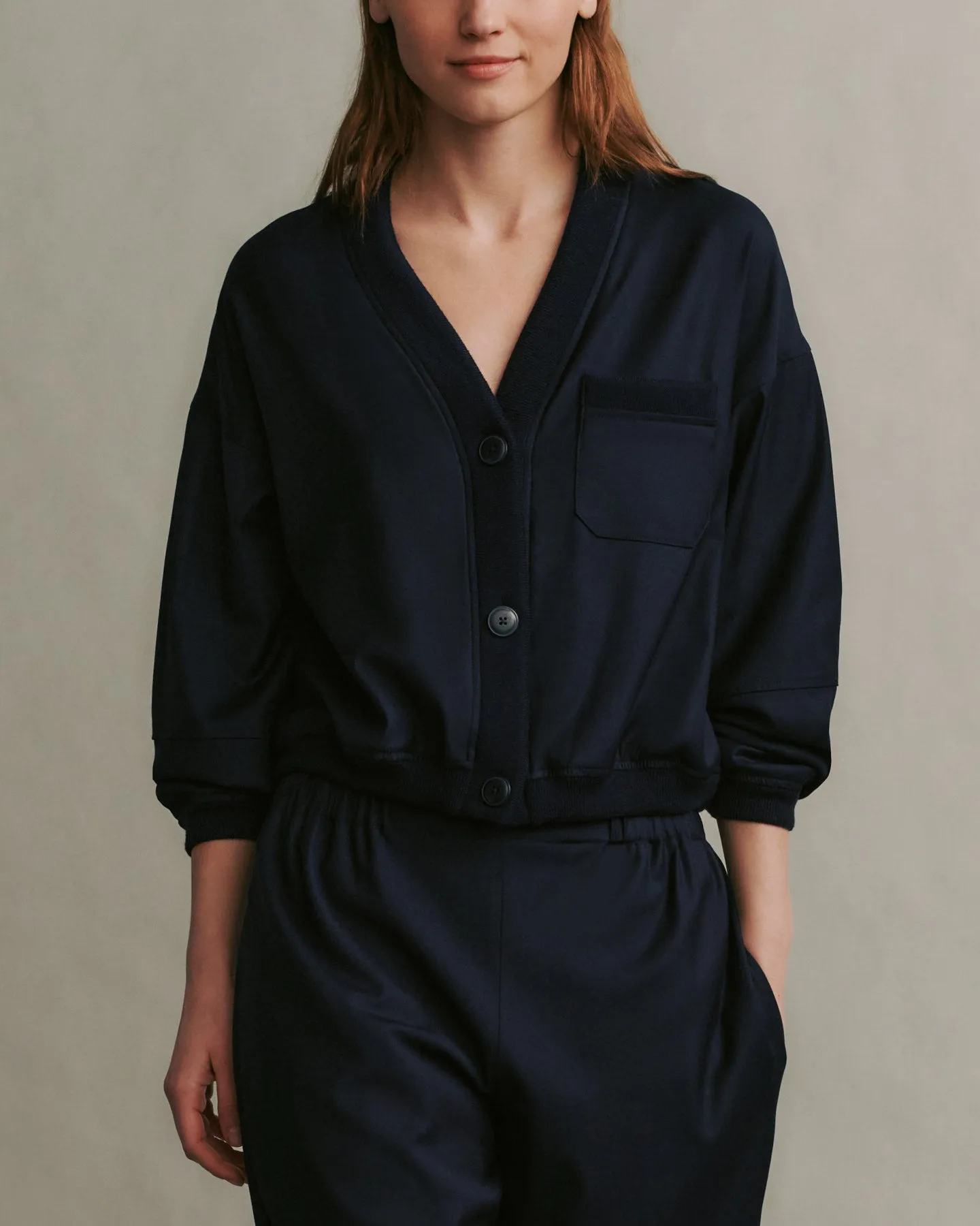 Macie Cardigan in Chintzed Wool sold by TWP CLOTHING