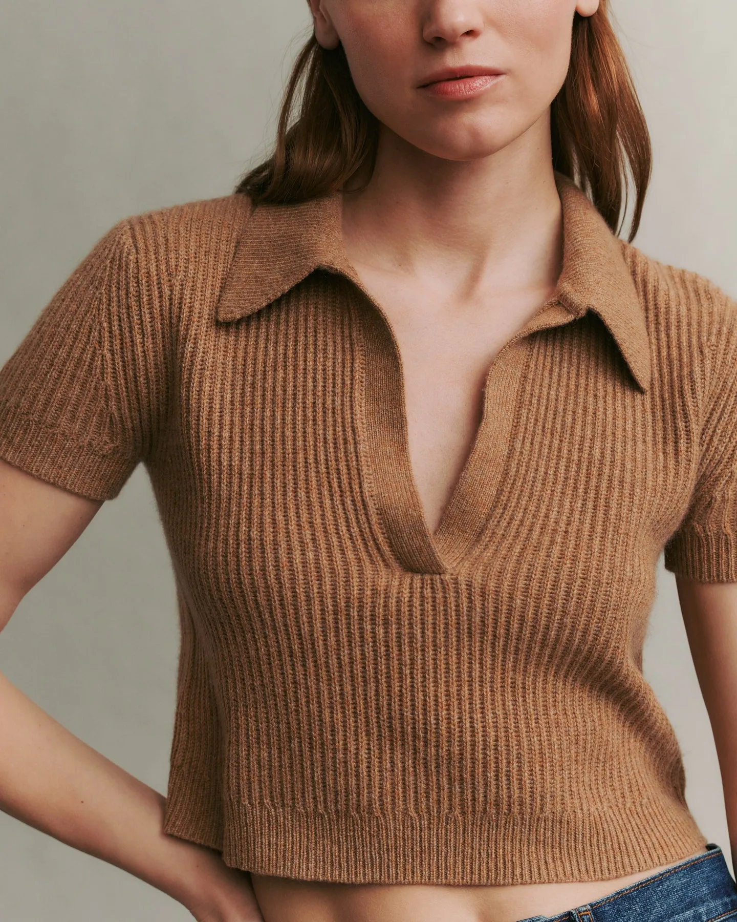 Margaux Polo Sweater in Cashmere sold by TWP CLOTHING