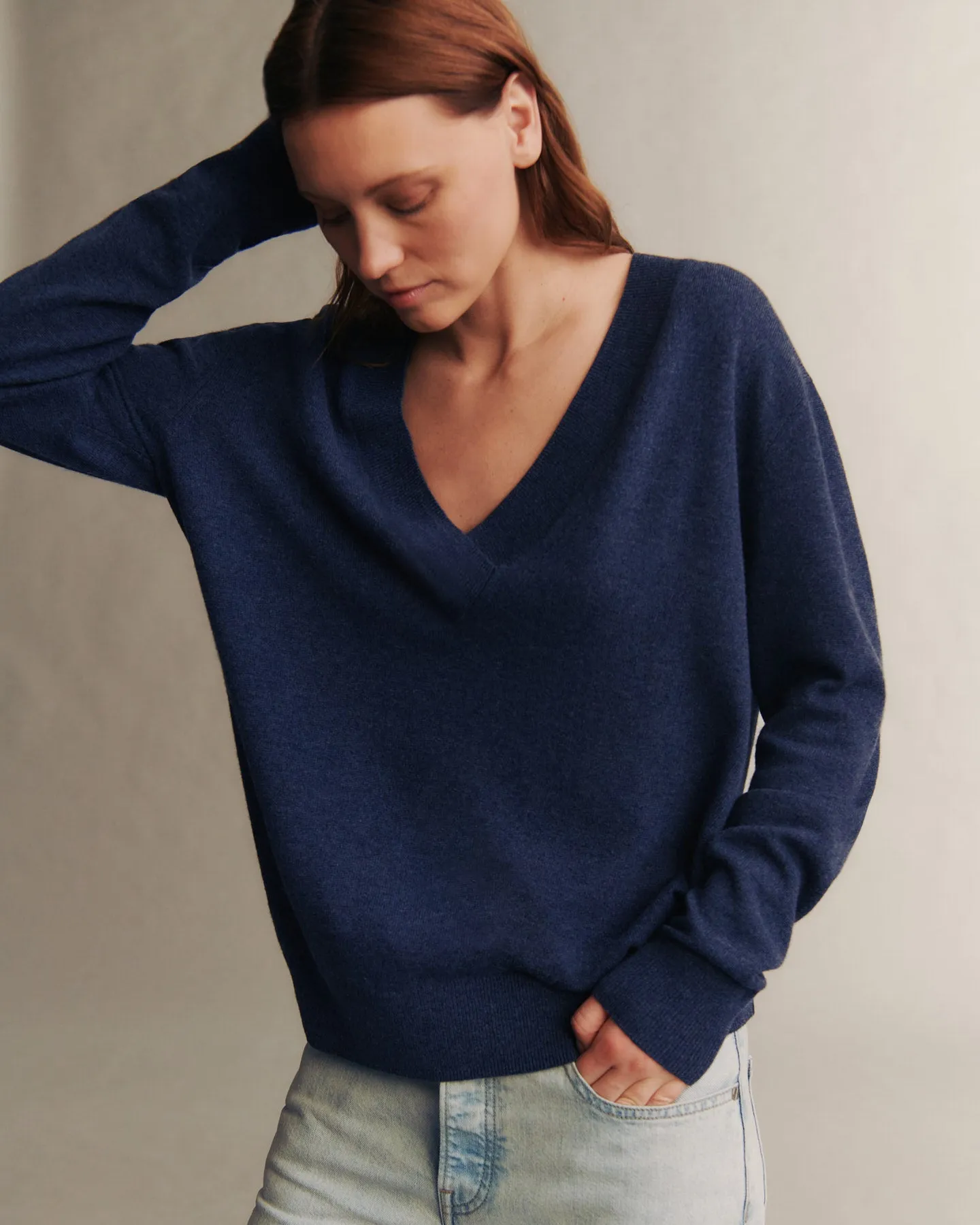 Deep V Sweater in Cashmere sold by TWP CLOTHING