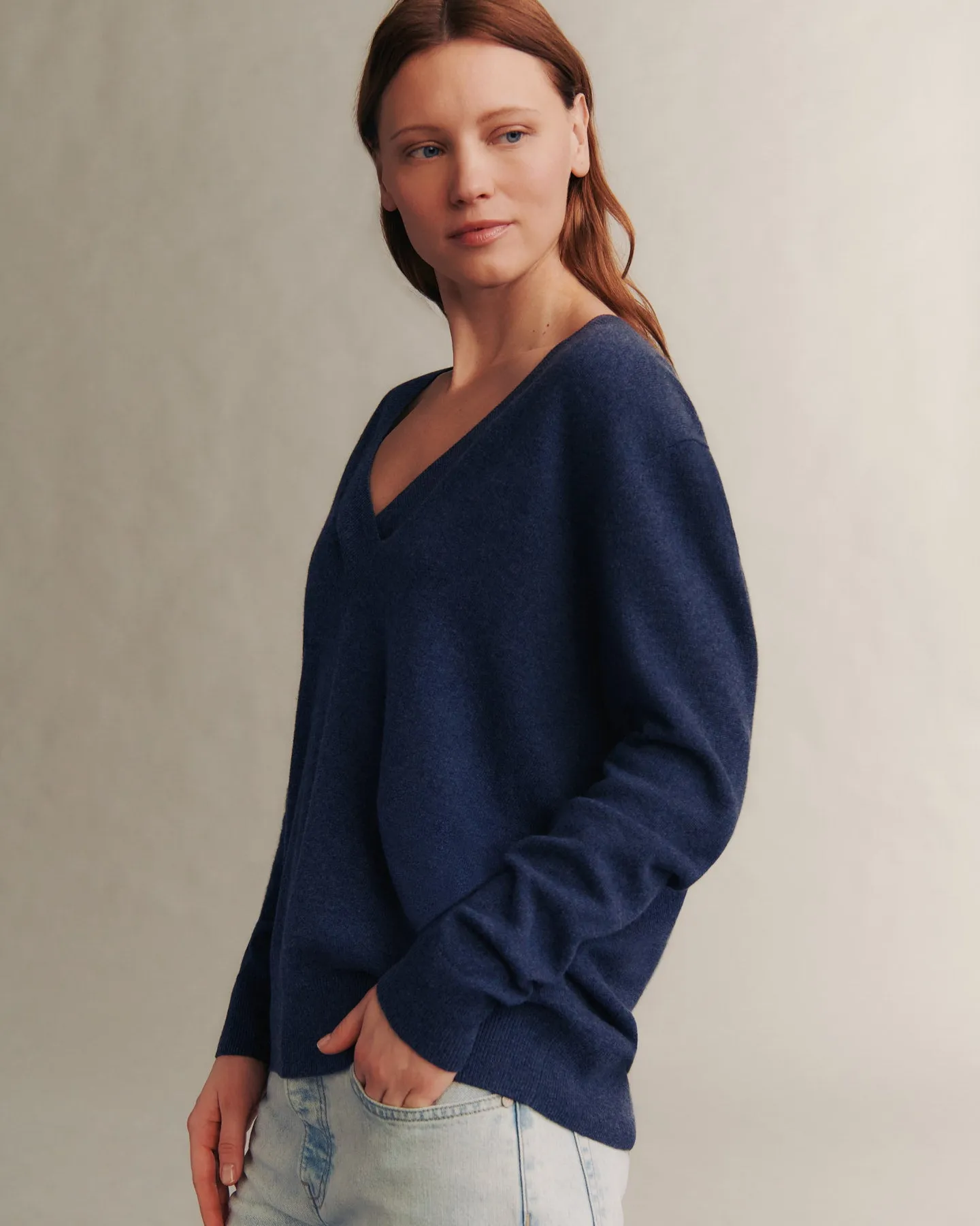Deep V Sweater in Cashmere sold by TWP CLOTHING product image thumbnail 4