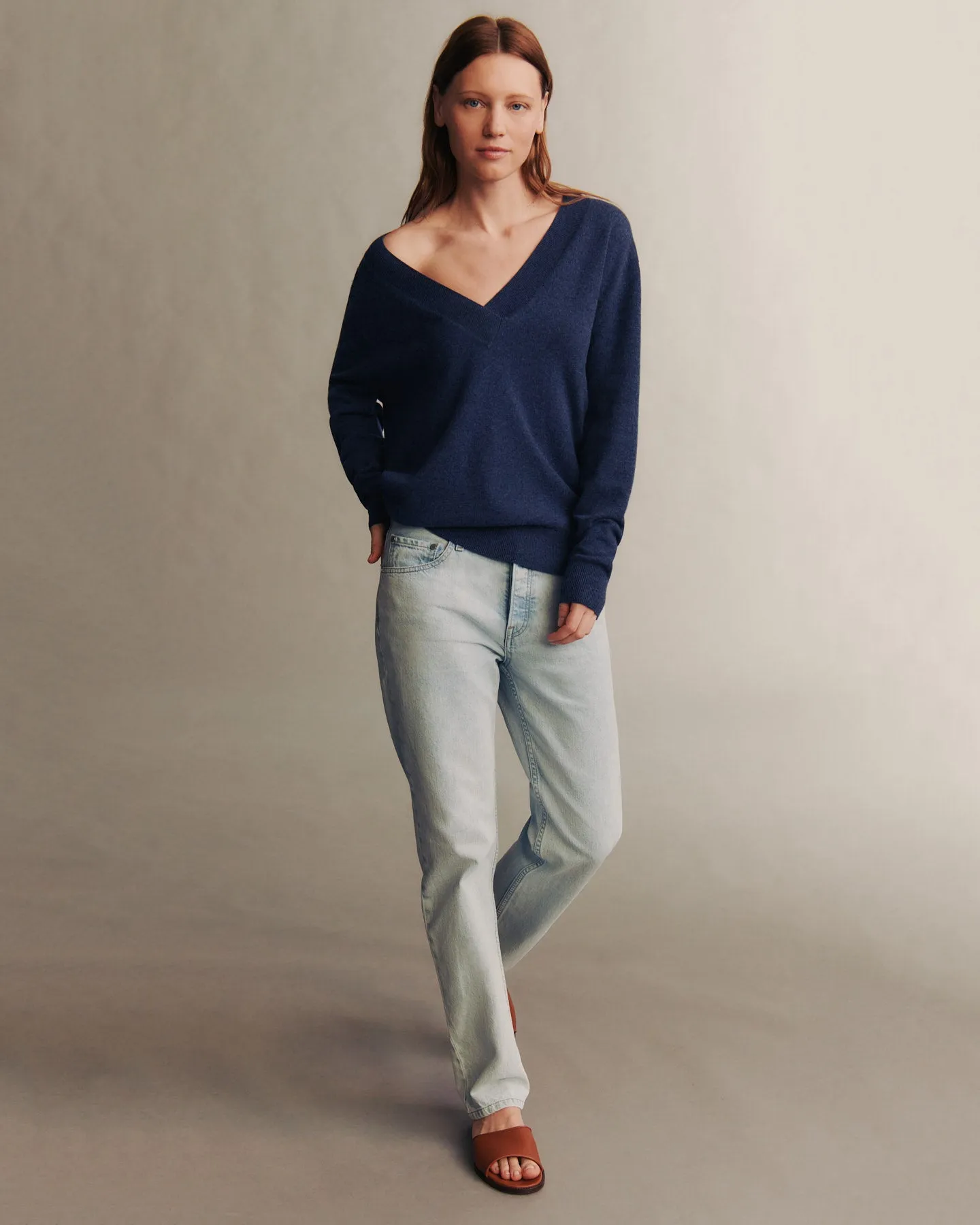 Deep V Sweater in Cashmere sold by TWP CLOTHING product image thumbnail 2
