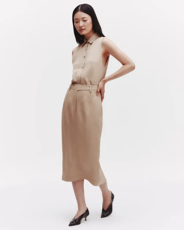 Sarah Dress in Coated Viscose Linen sold by TWP CLOTHING