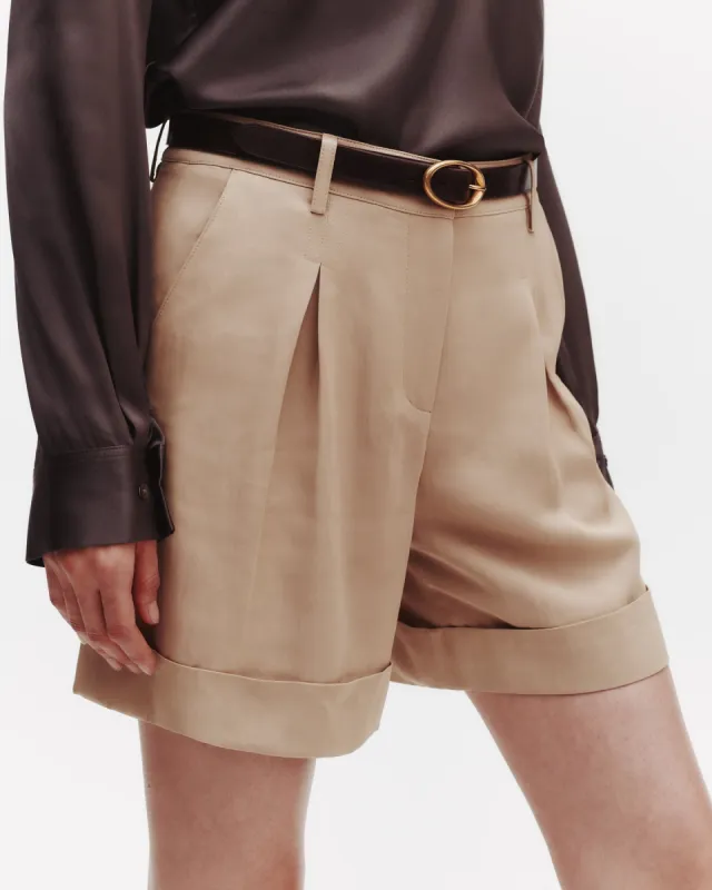 Thompson Short in Coated Viscose Linen sold by TWP CLOTHING