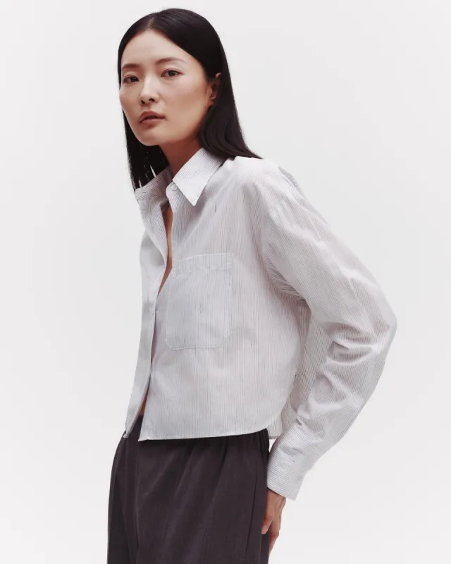 Little Big Joe Shirt in Faint Linen Stripe sold by TWP CLOTHING