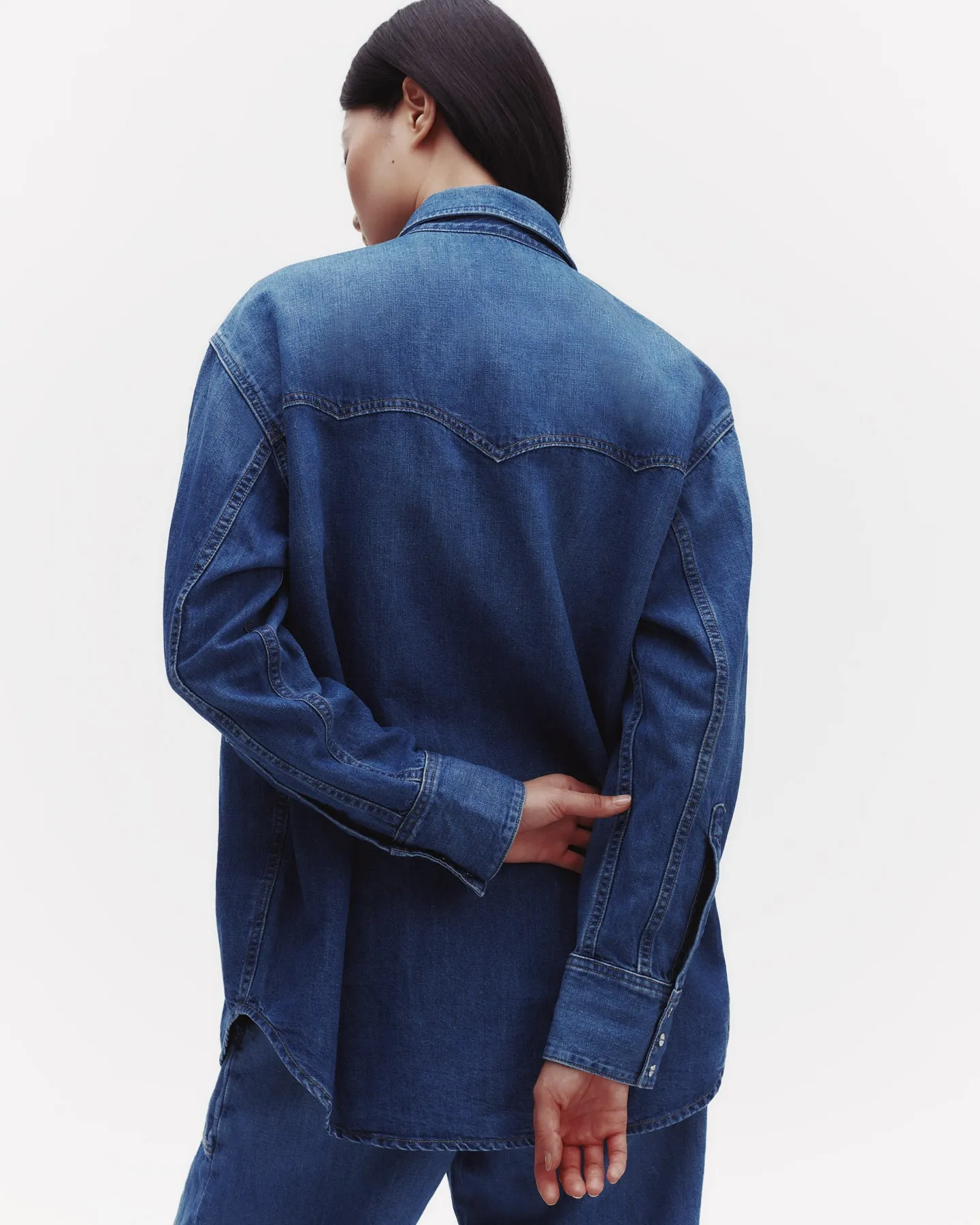 OG Supersized Ranchers Shirt in Linen Cotton Denim sold by TWP CLOTHING product image thumbnail 4