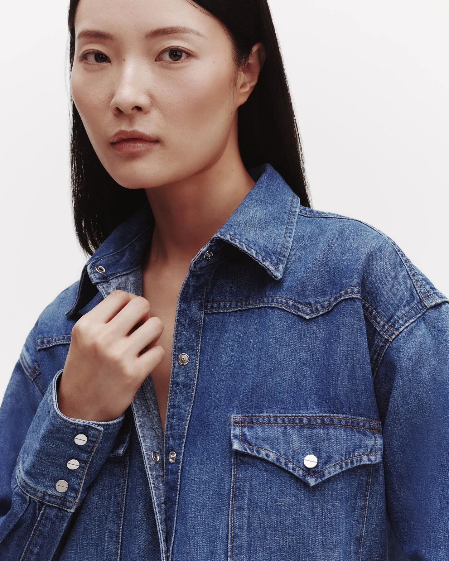 OG Supersized Ranchers Shirt in Linen Cotton Denim sold by TWP CLOTHING product image thumbnail 2