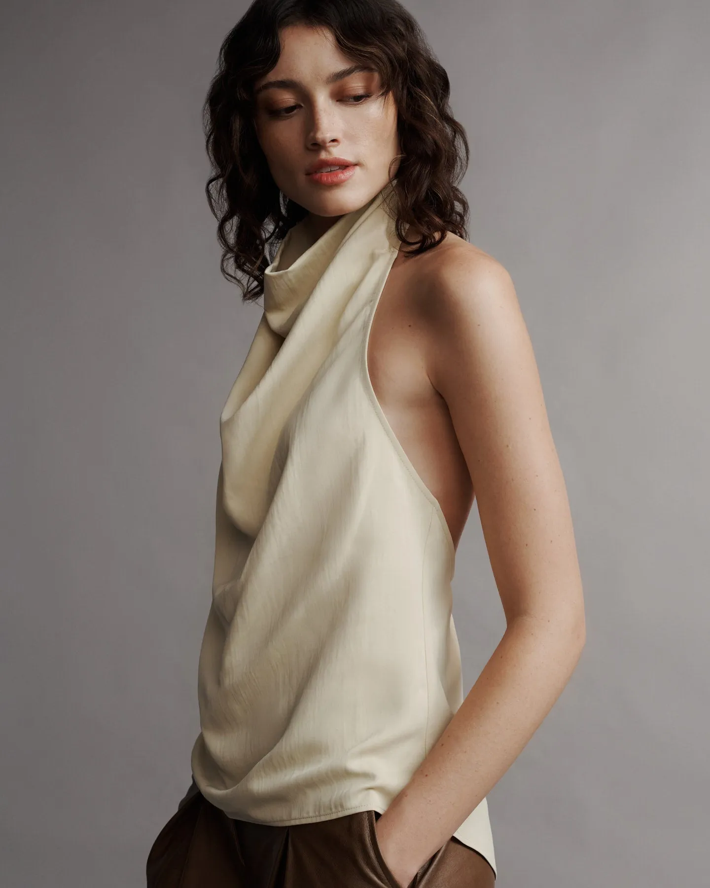 Friday Night Top in Coated Viscose Linen sold by TWP CLOTHING