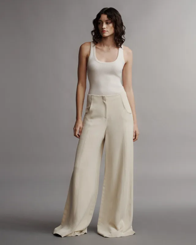 Demie Pant in Coated Viscose Linen sold by TWP CLOTHING