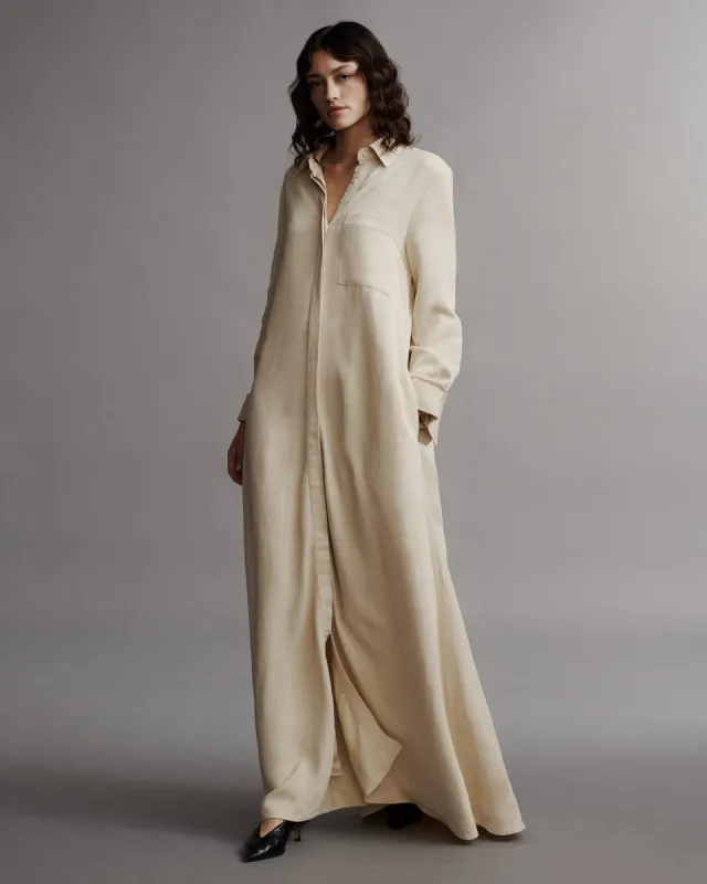 Jenny's Gown in coated viscose linen sold by TWP CLOTHING