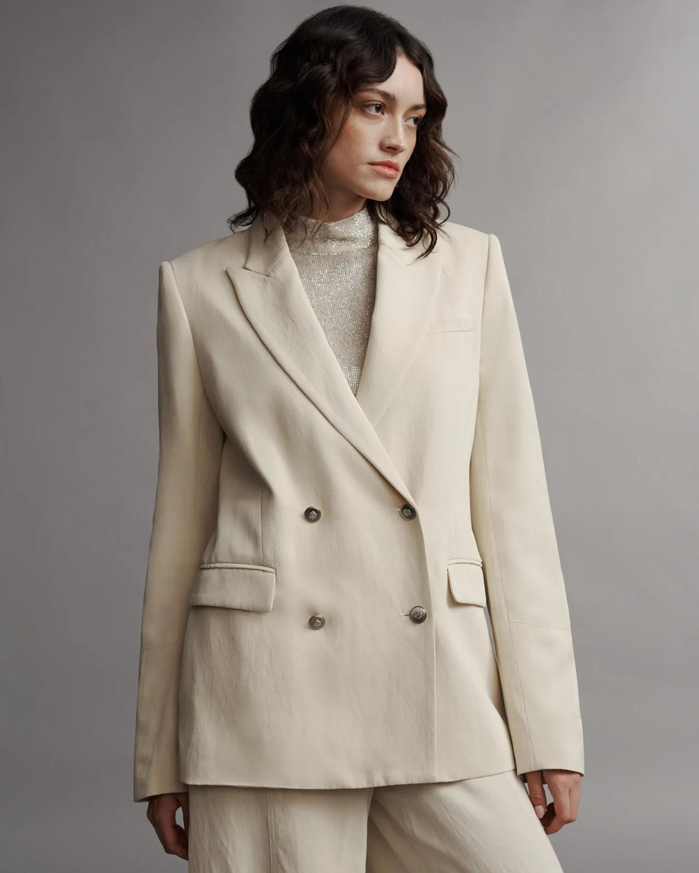 My Second Husband Blazer in Coated Viscose Linen sold by TWP CLOTHING