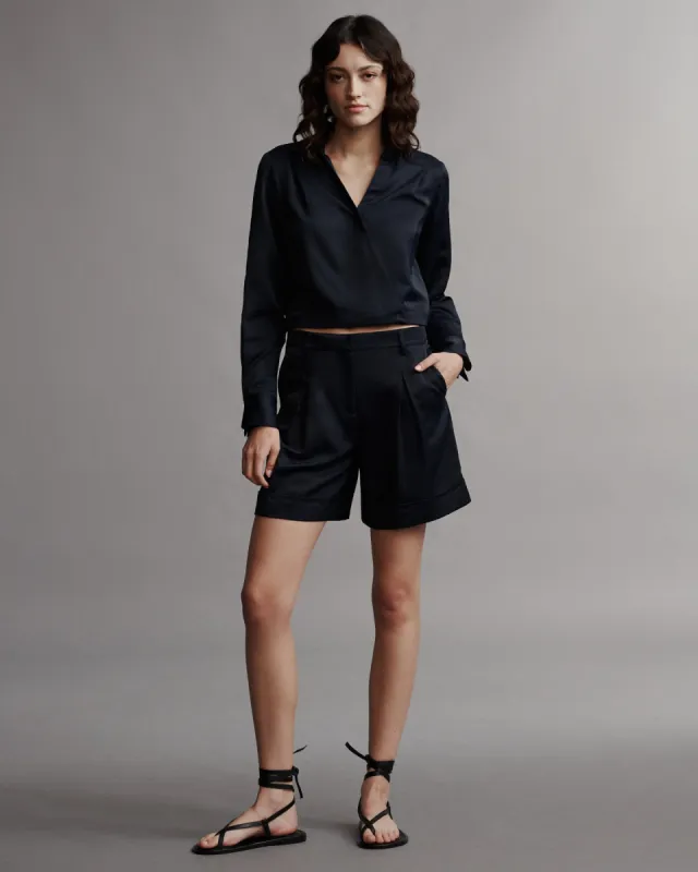 Thompson Short in Coated Viscose Linen sold by TWP CLOTHING