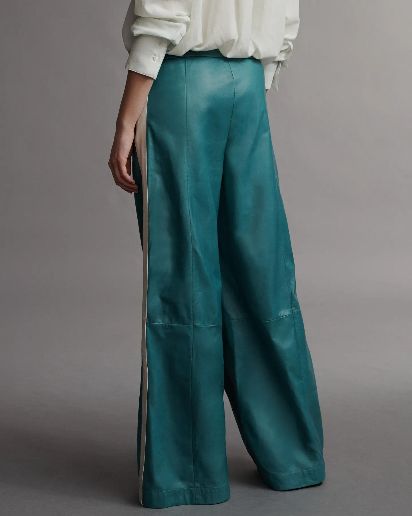 Eva Pant with Tux Stripe in Paper Leather sold by TWP CLOTHING product image thumbnail 3