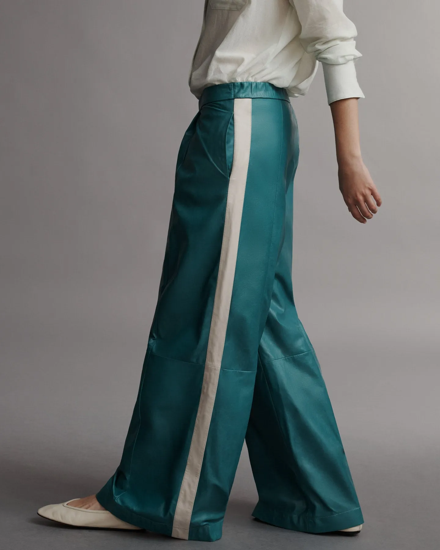 Eva Pant with Tux Stripe in Paper Leather sold by TWP CLOTHING product image thumbnail 2