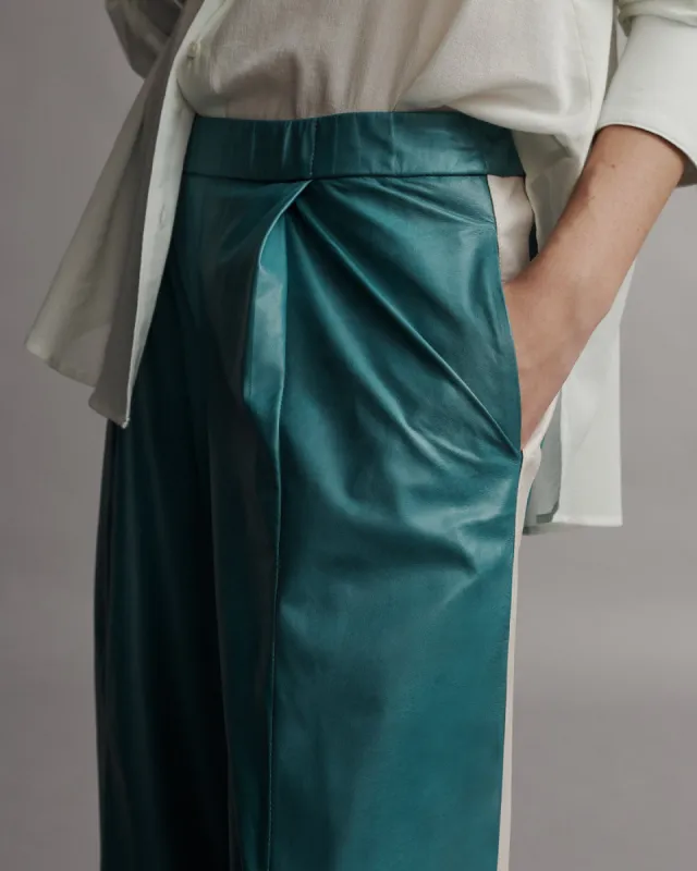 Eva Pant with Tux Stripe in Paper Leather sold by TWP CLOTHING