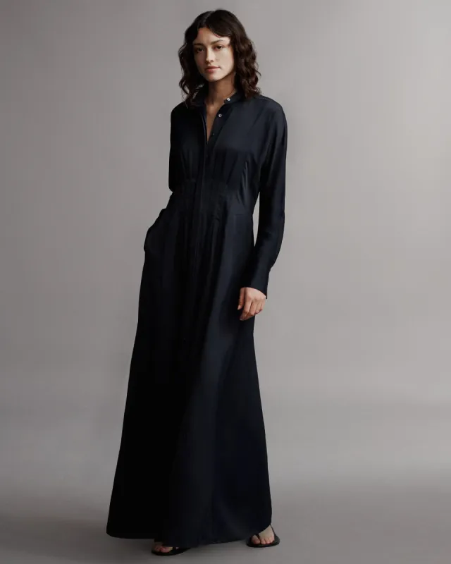 Main Street After Midnight Dress in Coated Viscose Linen sold by TWP CLOTHING