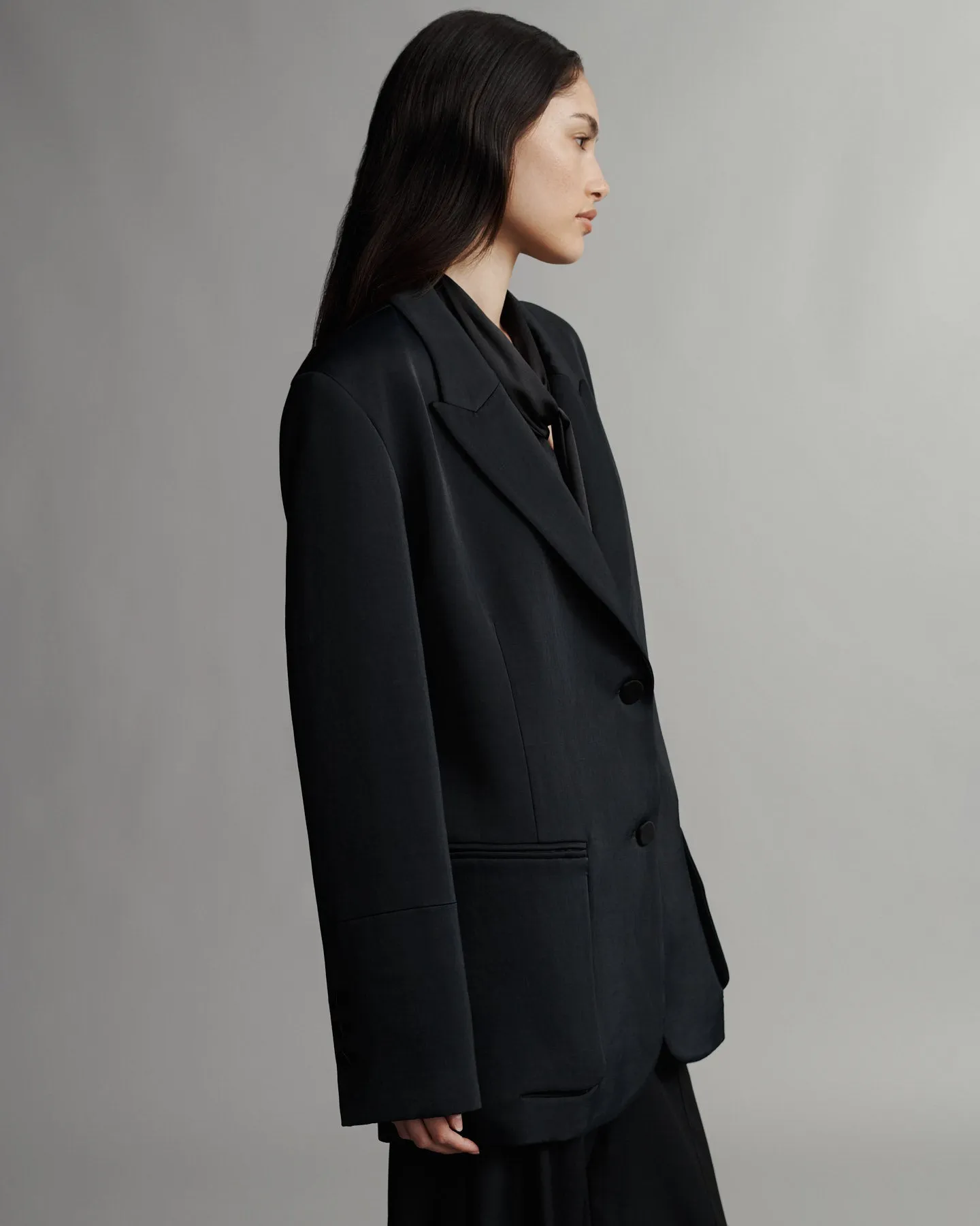 Sweet Pea Blazer With Silk Tie in Coated Viscose Linen sold by TWP CLOTHING product image thumbnail 4