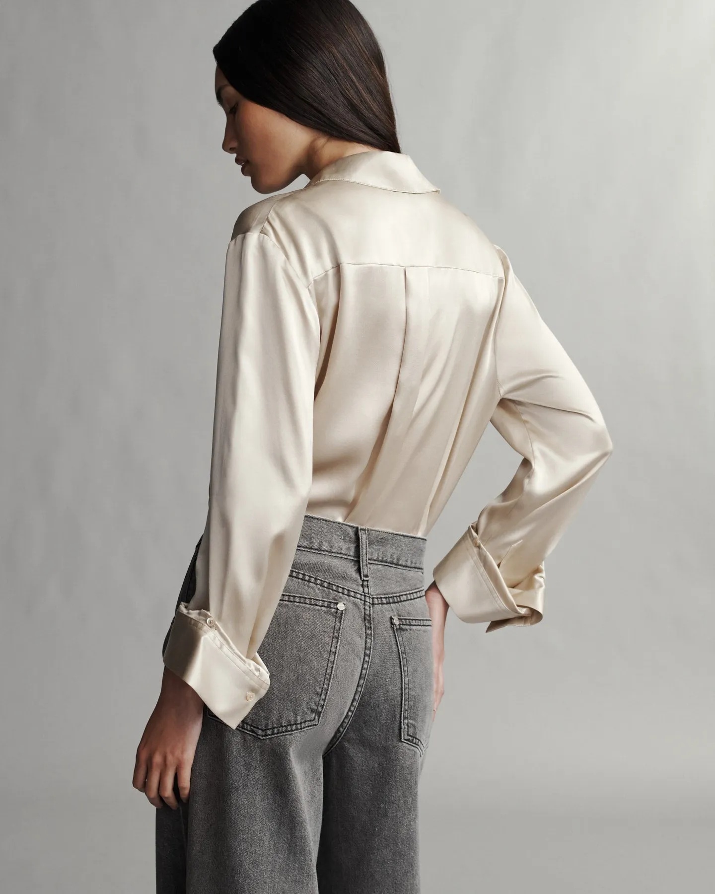 Boyfriend Shirt in Silk Charmeuse sold by TWP CLOTHING product image thumbnail 4