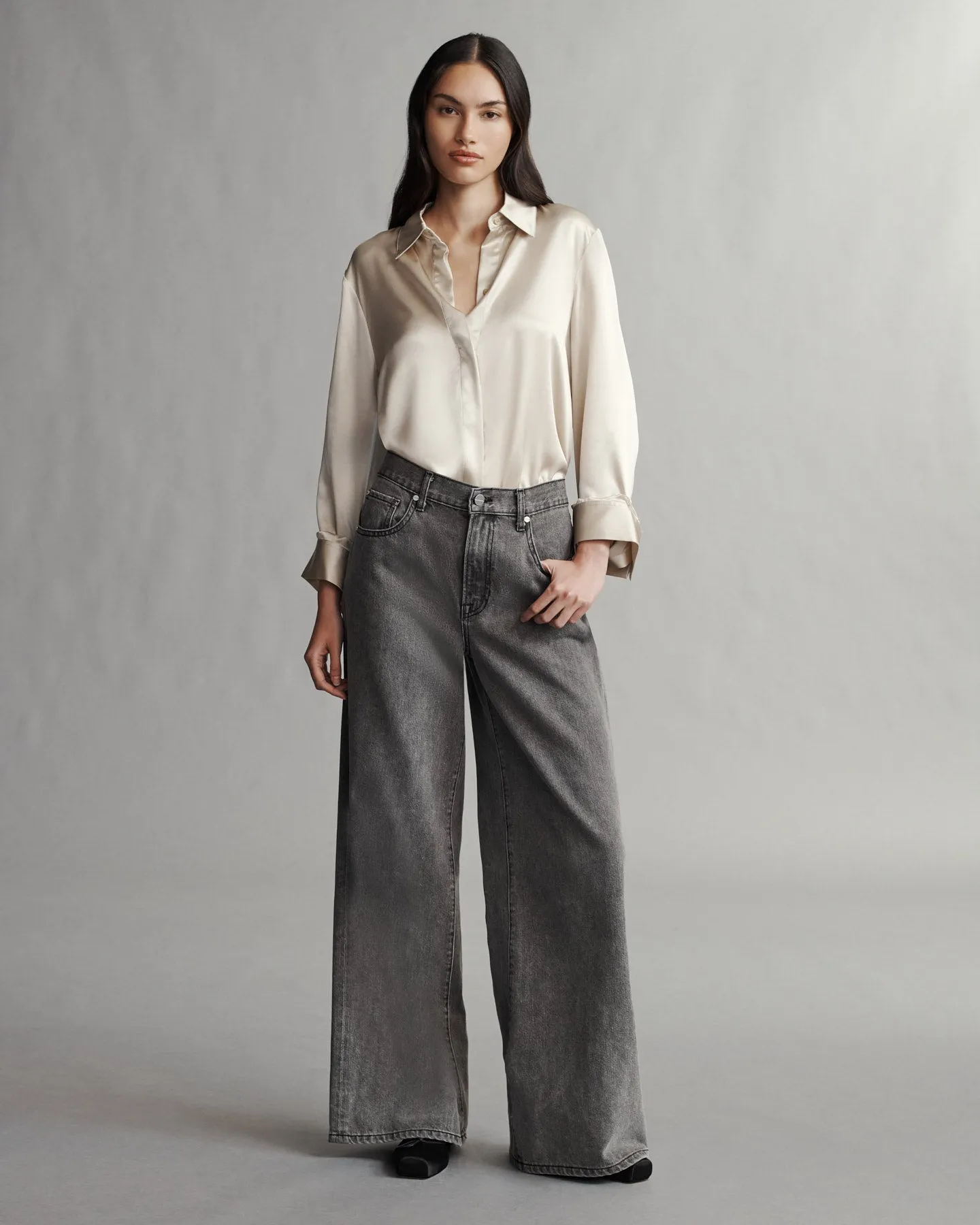 Boyfriend Shirt in Silk Charmeuse sold by TWP CLOTHING product image thumbnail 5