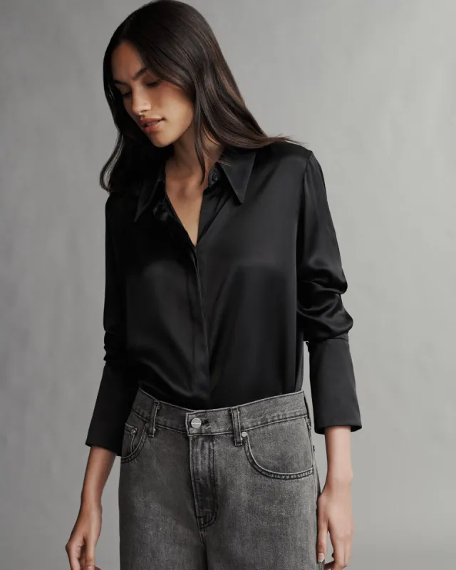 Object Of Affection Top With Sleeve Detail in Silk Charmeuse sold by TWP CLOTHING