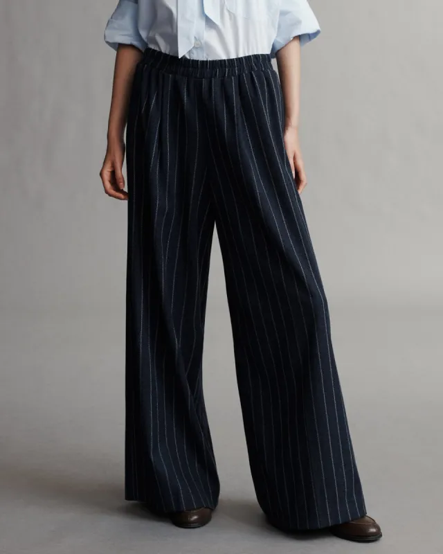 Eva Pant in Water Repellent Striped Wool sold by TWP CLOTHING