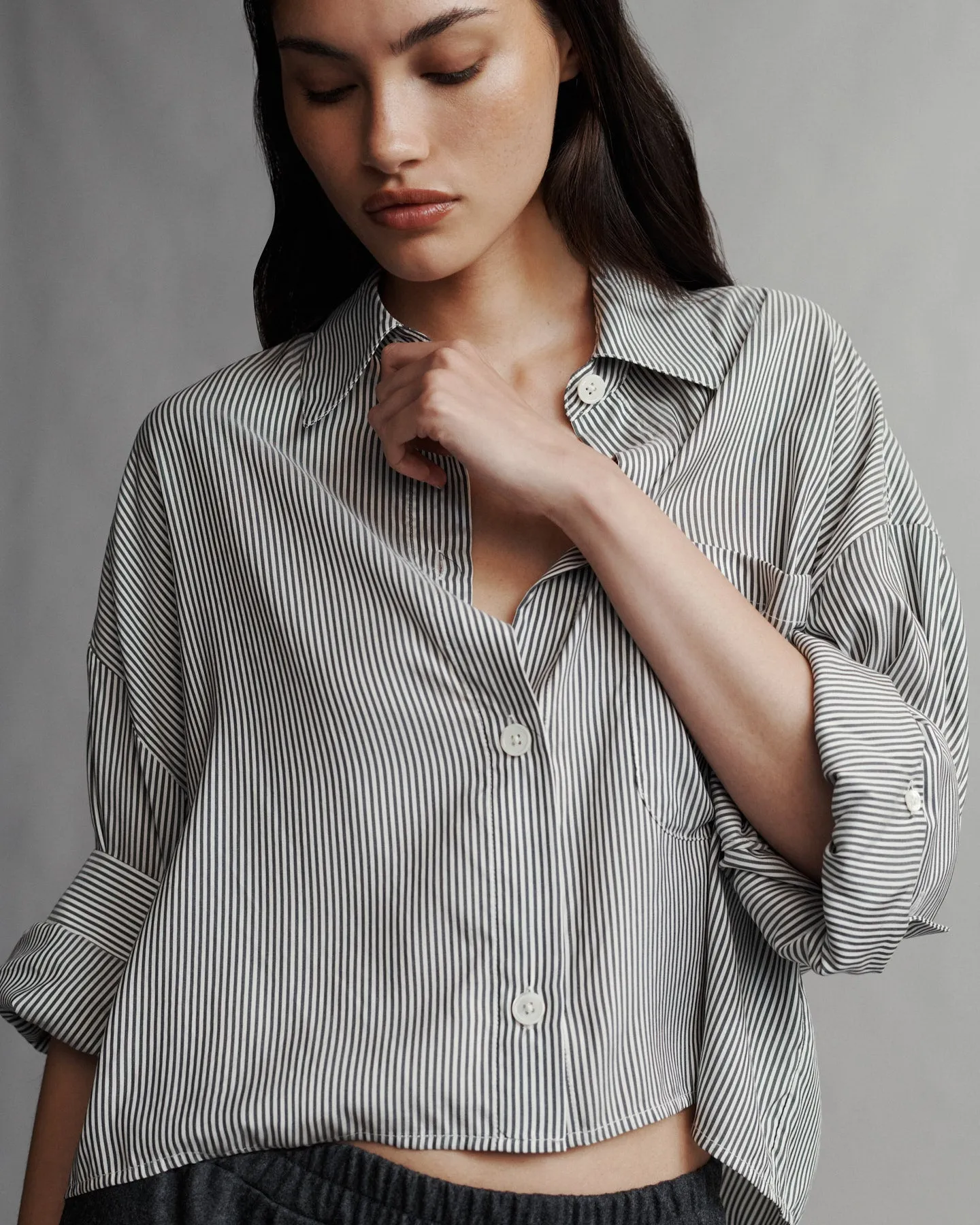 Next Ex Shirt in Silk Stripe Voile sold by TWP CLOTHING