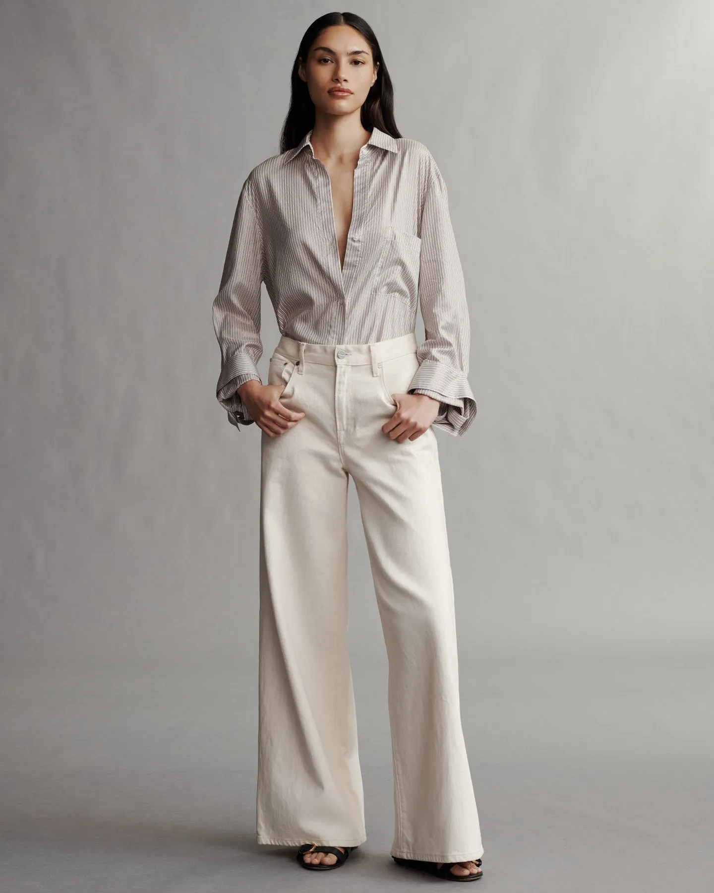 New Morning After Shirt in Silk Metallic Stripe sold by TWP CLOTHING product image thumbnail 5