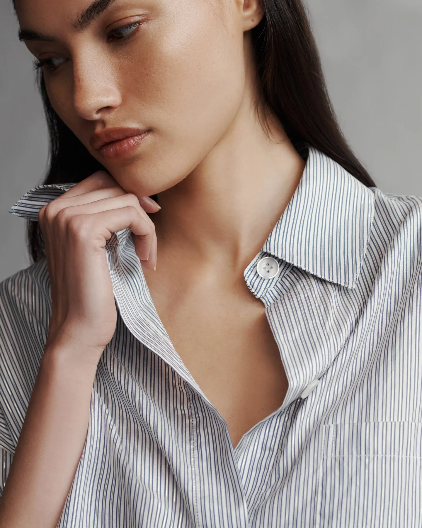 Next Ex Shirt in Silk Metallic Stripe sold by TWP CLOTHING product image thumbnail 5