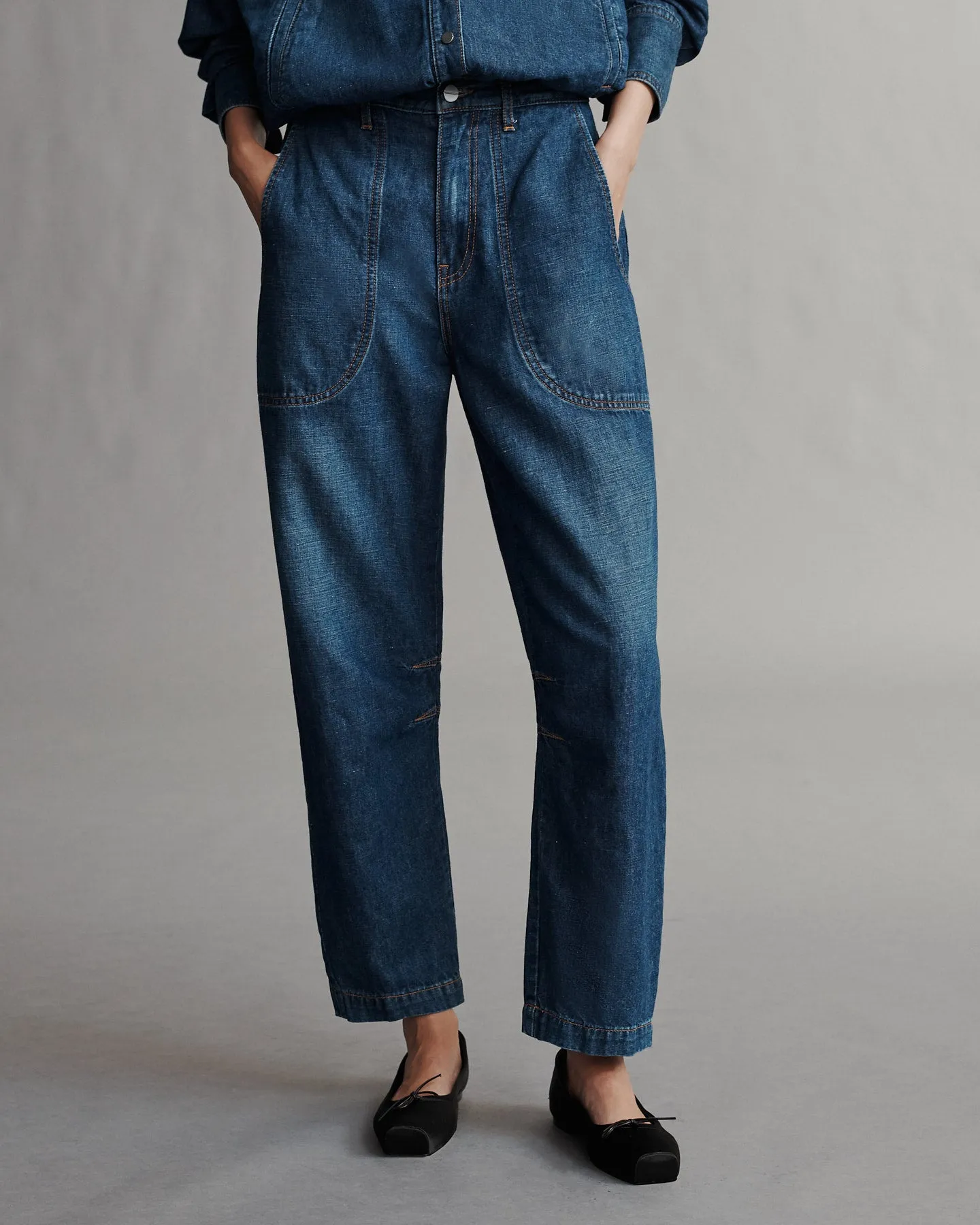 Jetties Beach Pant in Linen Cotton Denim sold by TWP CLOTHING