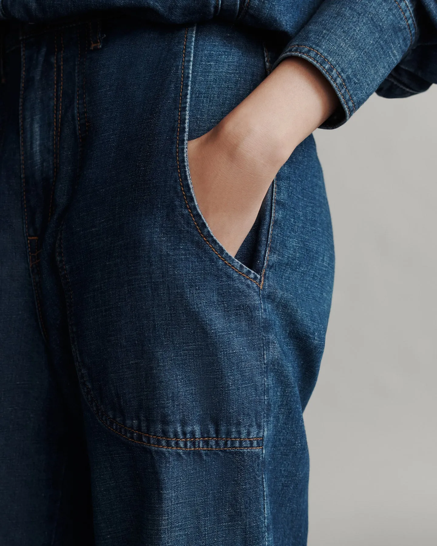 Jetties Beach Pant in Linen Cotton Denim sold by TWP CLOTHING product image thumbnail 4