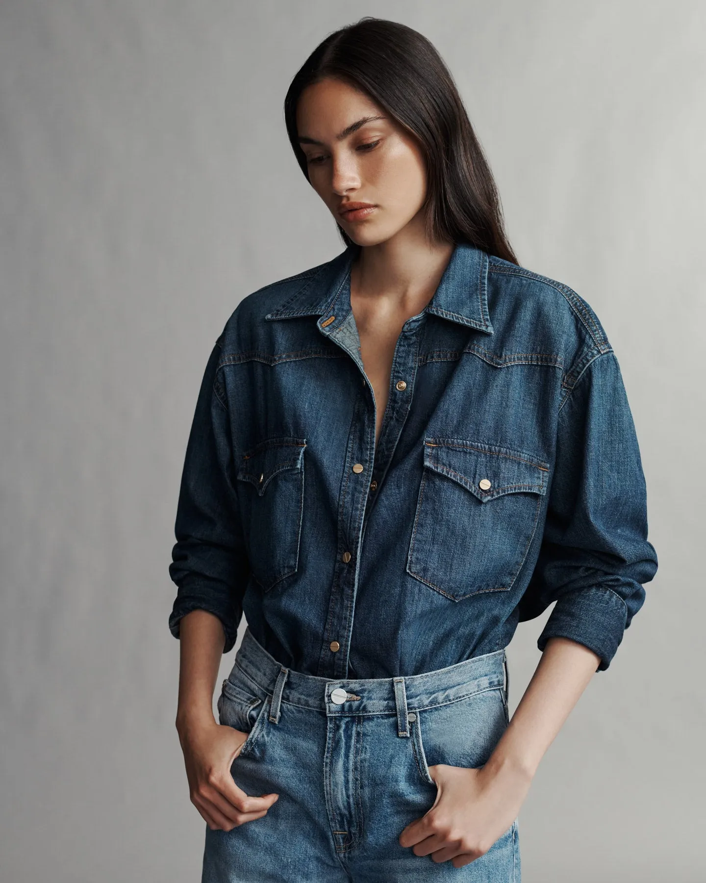 OG Supersized Ranchers Shirt in Denim Shirting sold by TWP CLOTHING product image thumbnail 4