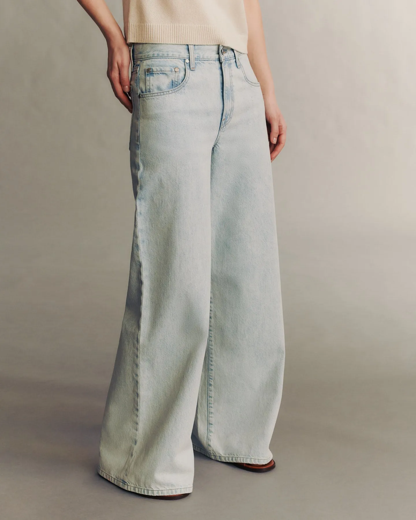 Tiny Dancer Jean in Light Wash Denim sold by TWP CLOTHING